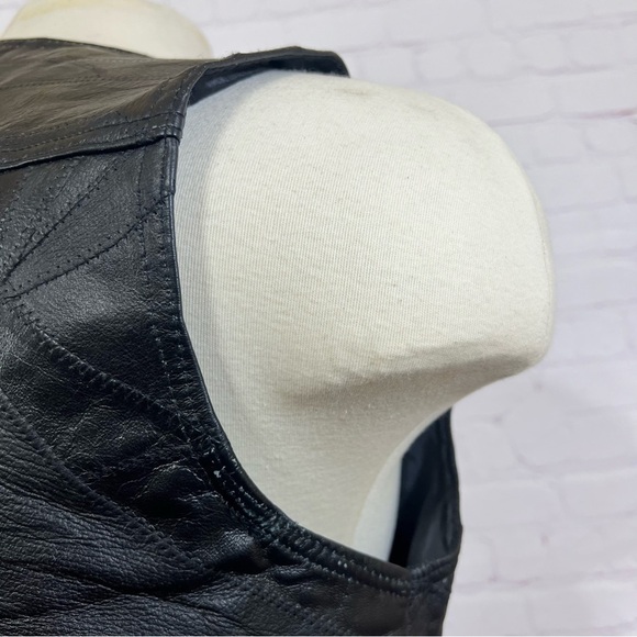 Navarre Leather Company Vintage Quilted Leather Vest in Black Medium 90s 80s - Picture 11 of 16
